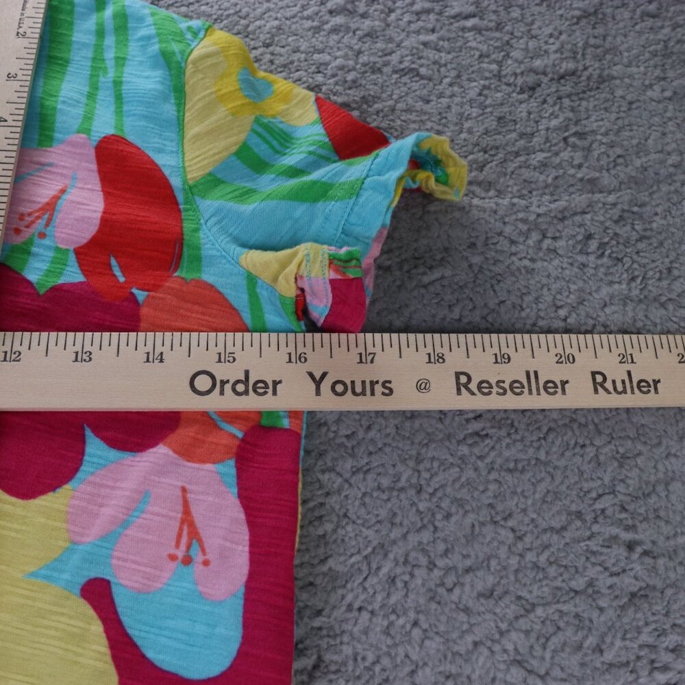 Lilly Pulitzer Carolyn T Shirt Dress Womens XS Multicolor Floral Ruffle Neck - Picture 9 of 9